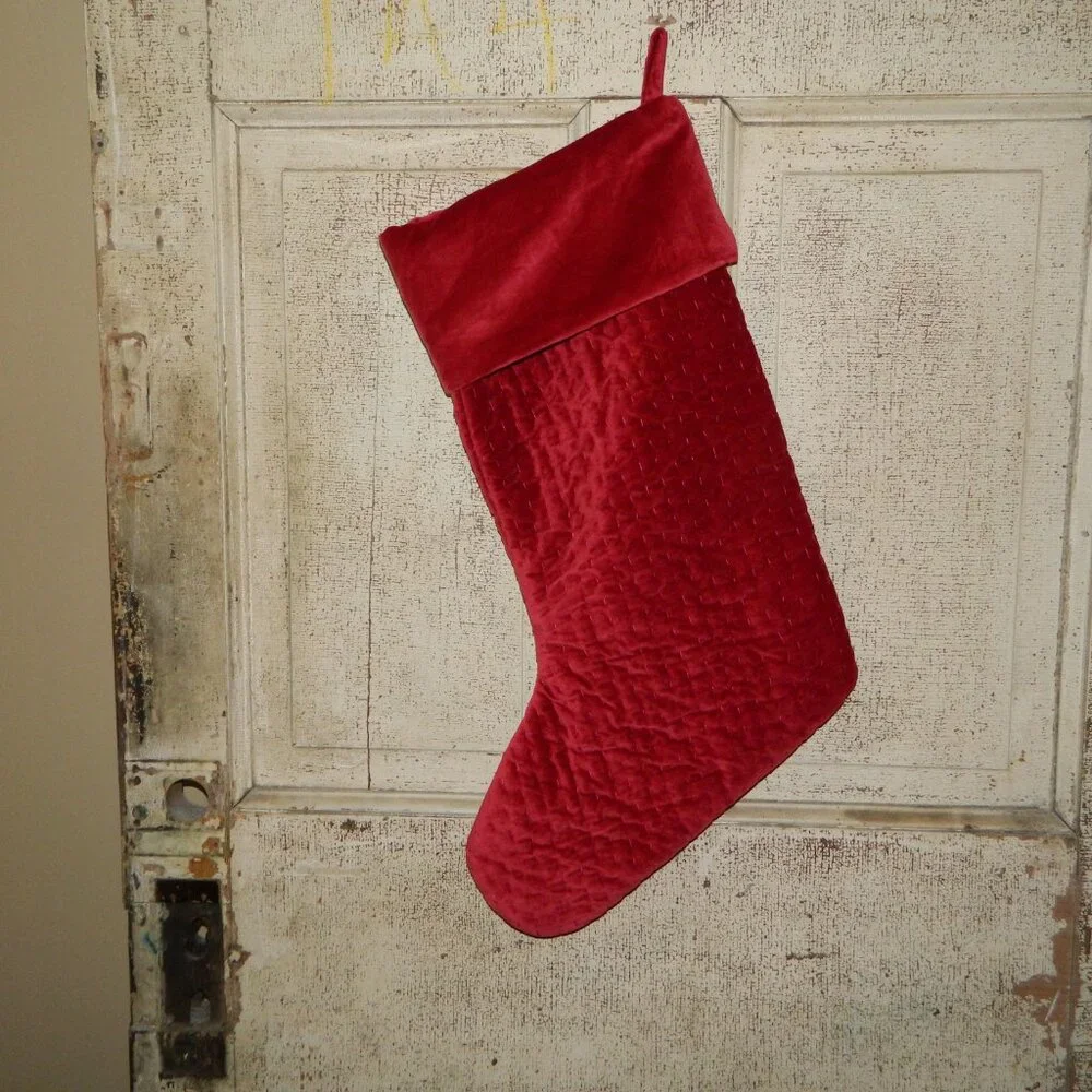 Pottery Barn Channel Quilted Velvet Christmas Stocking 